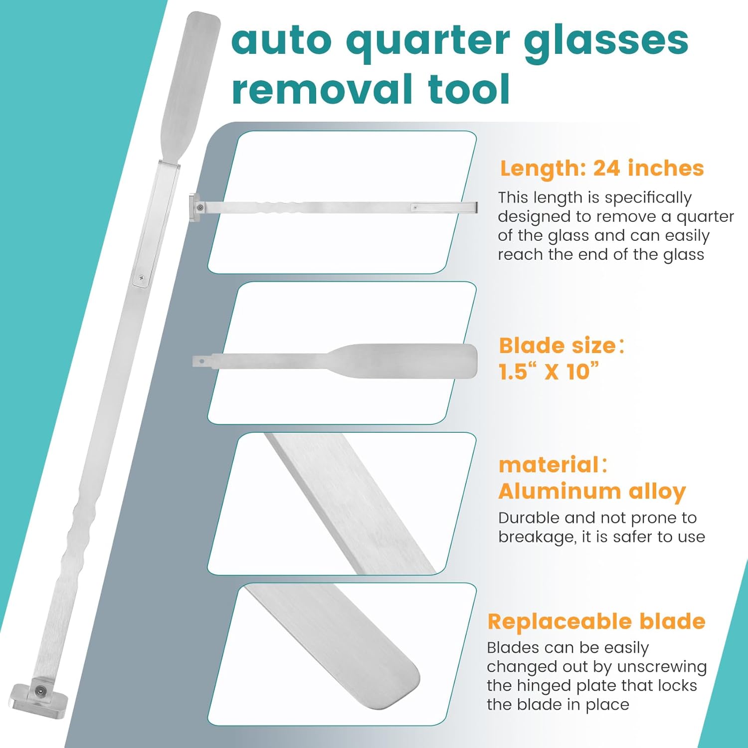 Quarter Glass Removal Tool - 24-Inch Automotive Quarter Glass Removal Tools, Quarter Glass Removal For Automotive Glass Maintenance And Replacement, Suitable For Cut Broadband Polyurethane